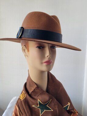 Women's Wide Brim Brown Fall/Winter Felt Hat
